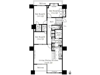 PARKSIDE WINGS(3LDK/5階)の間取り写真