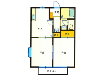 サンビレッジノア F棟(2DK/1階)の間取り写真