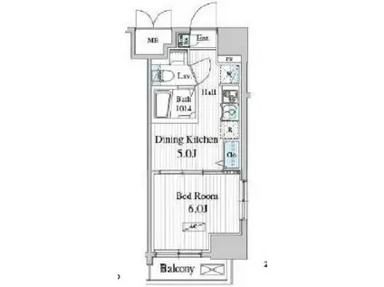 TOTSU RESIDENCE KAMINARIMON(1DK/6階)の間取り写真