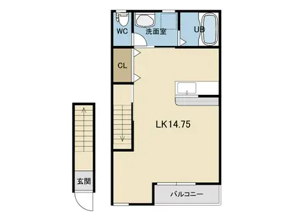サンハイム河渡本町A(1LK/2階)の間取り写真