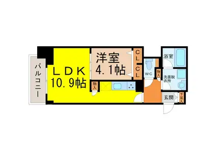 プレサンス広小路通葵(1LDK/3階)の間取り写真