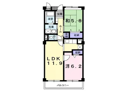 ロジュマン コシノハラ(2LDK/3階)の間取り写真