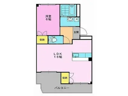 メゾン・リヴィエール(1LDK/2階)の間取り写真