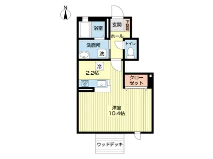 ルーチェ湘南(1K/1階)の間取り写真