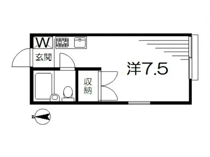 コーポKM(ワンルーム/2階)の間取り写真
