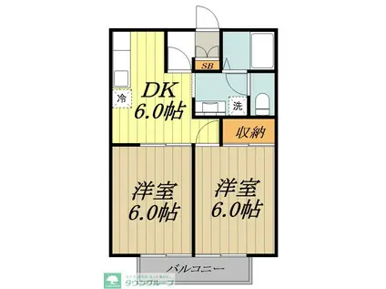 グリーンハイム(2DK/1階)の間取り写真