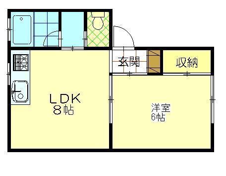 シャンポールまつもとIII(1LDK/2階)の間取り写真