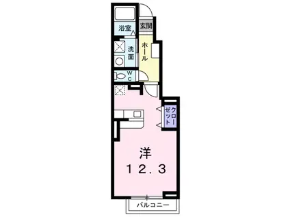 メゾン サルビア S・K I(ワンルーム/1階)の間取り写真