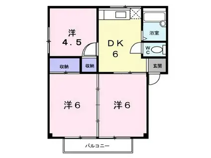 シティハイツ山田A(3DK/2階)の間取り写真