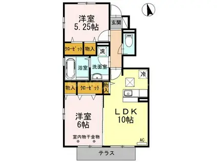 グランドゥール(2LDK/1階)の間取り写真