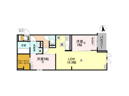 D-ROOM平野町PJ(2LDK/1階)の間取り写真