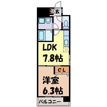 サンシアルザ上前津(1LDK/2階)の間取り写真