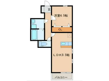 PRIMROSEIII(1LDK/1階)の間取り写真