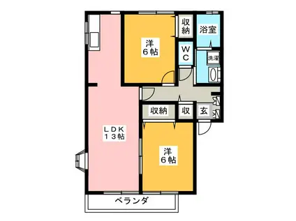 ピュアヴェール(2LDK/1階)の間取り写真