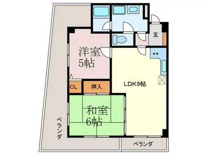 ウエルス春日(2LDK/2階)の間取り写真