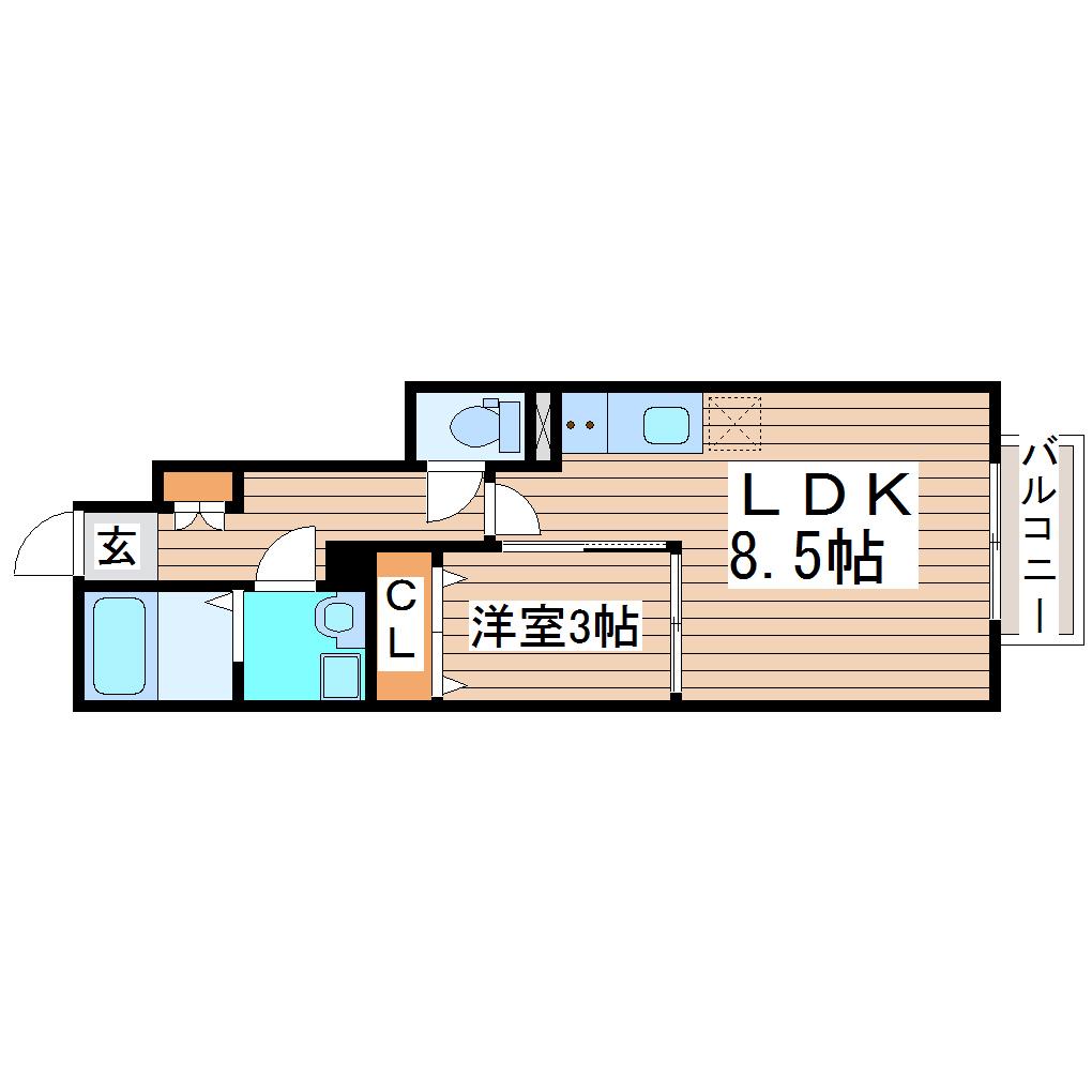 サムズアップII(1LDK/1階)の間取り写真