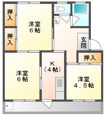 井上ハイツ(3K/4階)の間取り写真