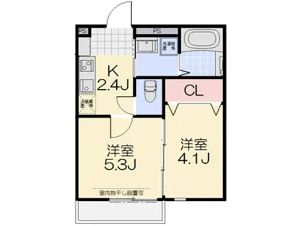 ファームハイツF(2K/1階)の間取り写真