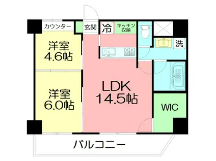 GRANDREVE茅ヶ崎幸町(2LDK/4階)の間取り写真