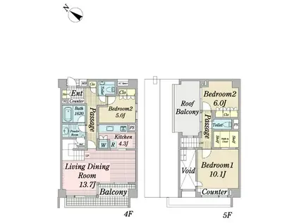 グランドメゾン石神井公園(3LDK/4階)の間取り写真