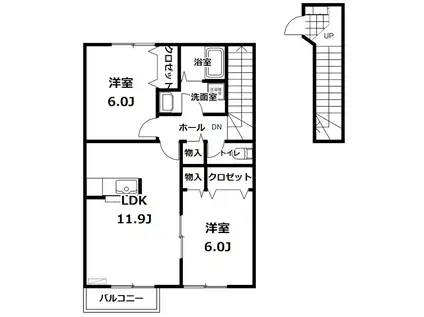 ソレアード(2LDK/2階)の間取り写真