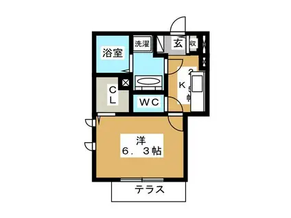 リバービレッジ(1K/1階)の間取り写真