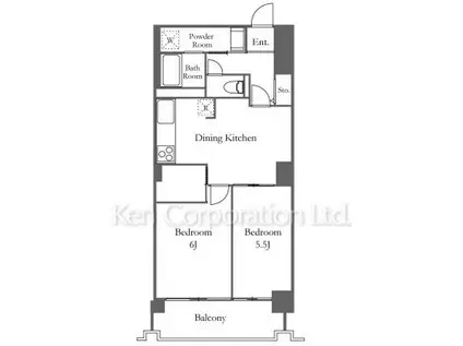 六本木ビュータワー(2DK/11階)の間取り写真