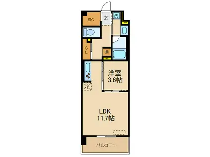 ART RESIDENCE IN OOTAKA-NO-MORI(1LDK/4階)の間取り写真