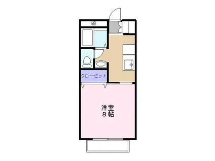 ハイネス野添Ⅱ(1K/2階)の間取り写真