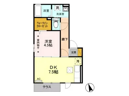 アスティール 永楽町(1DK/1階)の間取り写真