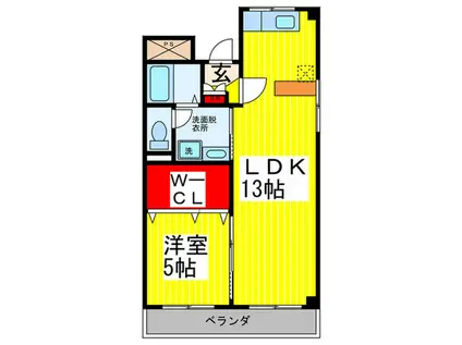 ロイヤルハイツ東山(1LDK/2階)の間取り写真