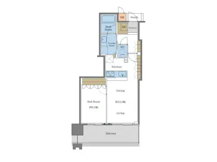 MJR熊本ザ・タワー(1LDK/15階)の間取り写真