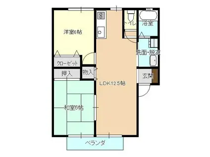 風みどり館ひきのA棟(2LDK/2階)の間取り写真