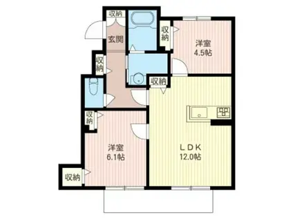 フォレスタ三昭A(2LDK/1階)の間取り写真