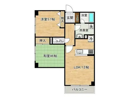 プリオコート泉(2LDK/2階)の間取り写真