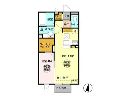 グランマーレ T棟(1LDK/1階)の間取り写真