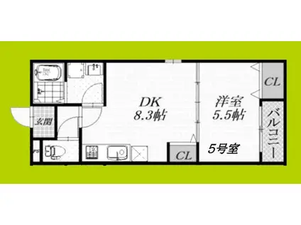菊水通マンション(1LDK/3階)の間取り写真
