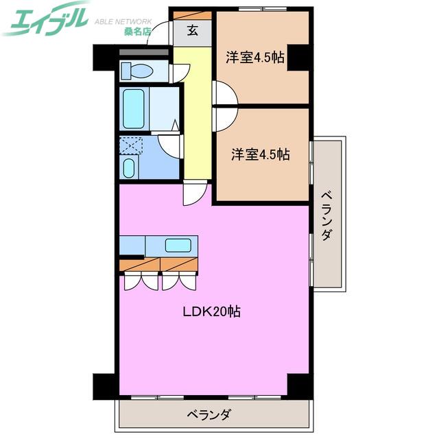 エスポア桑名(2LDK/3階)の間取り写真