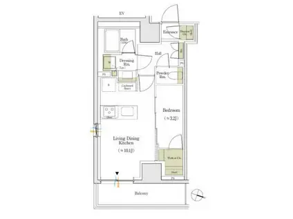 パークリュクス神田多町(1LDK/6階)の間取り写真
