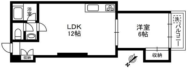 麻布十番ハイツ(1LDK/2階)の間取り写真
