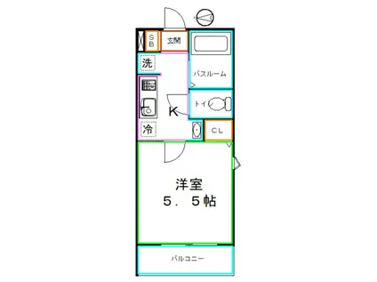 ノルデスタ小金井(1K/1階)の間取り写真