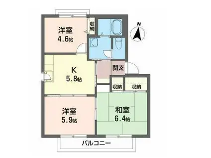 コンフォルタ藤沢町D(3K/2階)の間取り写真