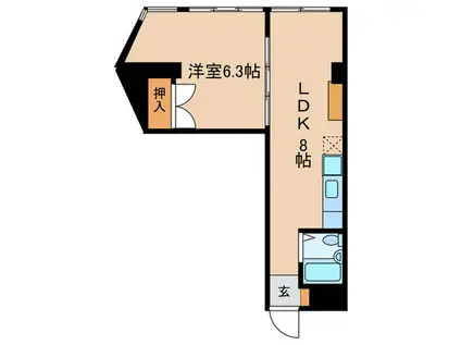 クラモトビル(1LDK/3階)の間取り写真