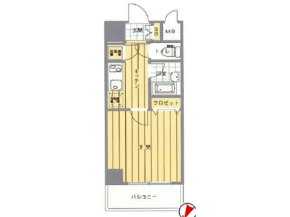 マルベリーラグーン勝どき(1K/7階)の間取り写真