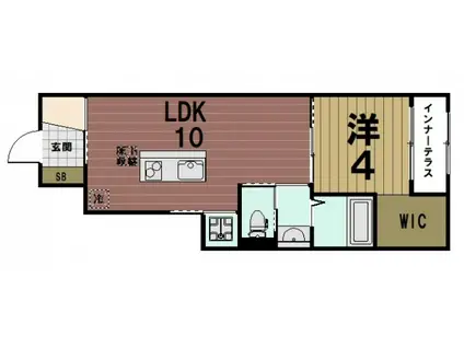 フォレスト横木(1LDK/1階)の間取り写真