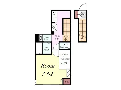 ベルサンク(1SK/2階)の間取り写真