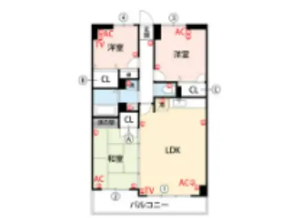 コンドミニアム都麗殷(3LDK/1階)の間取り写真