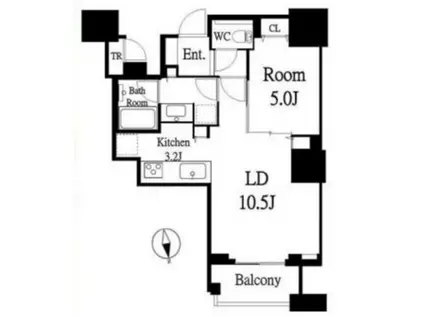 DEUX TOURS CANAL&SPA ウエスト(2LDK/28階)の間取り写真