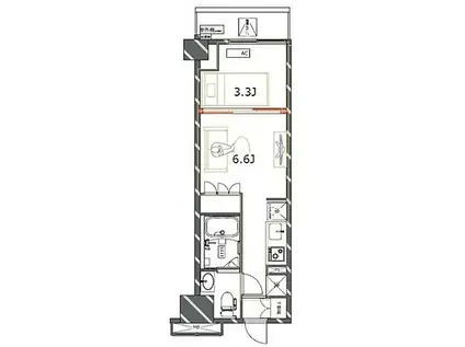 ジェノヴィア四谷三丁目グリーンヴェール(1DK/2階)の間取り写真