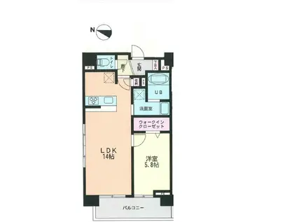 ドゥヴァン ル パルク(1LDK/6階)の間取り写真